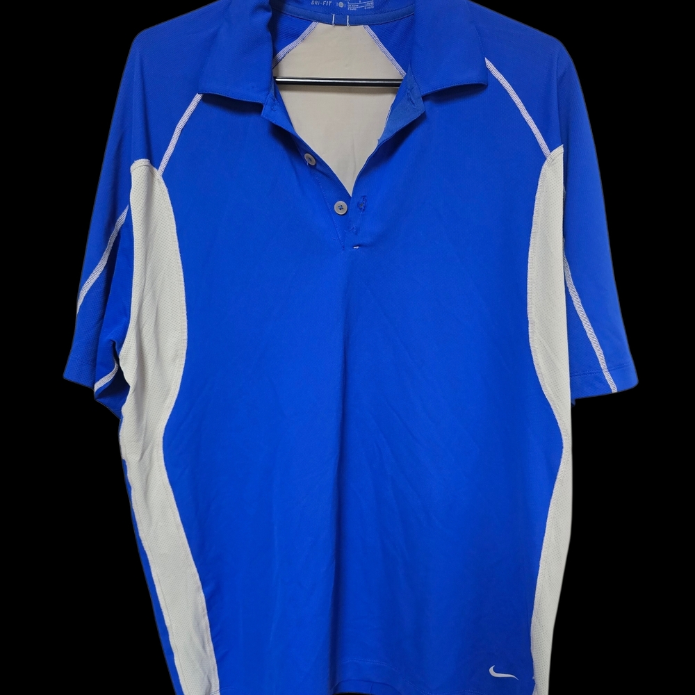 Nike Blue and White Men's Golf Polo Shirt
